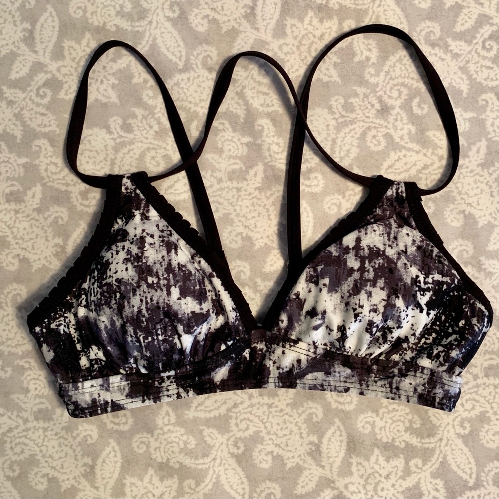 Athleta Swim Bikini Top Black White Gray XS